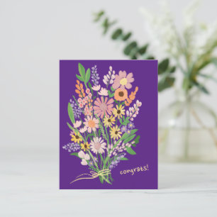 Wildblumen Handbemalt farbenfrohe Gouache Glückwun Postkarte