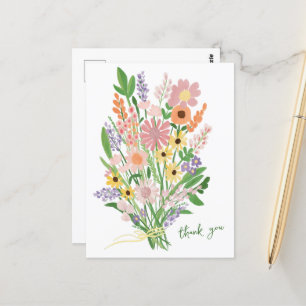Wildblumen handbemalt farbenfrohe Gouache Vielen D Postkarte