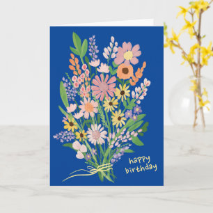 Wildblumen handgemalt Gouache Happy Birthday Karte