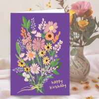 Wildblumen handgemalt Gouache Happy Birthday