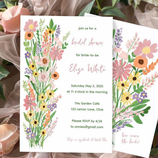 Wildblumen Handgemalt Sweet Custom Brautparty Einladung (Wildflowers Handpainted Sweet Custom Bridal Shower Invitation
)
