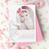Wildblumen Handgezeichnet Taufe Baby Girl Foto