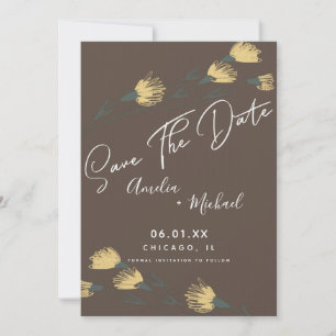 Wildblumen-Handgezeichnetes Botanisches Save-the-D