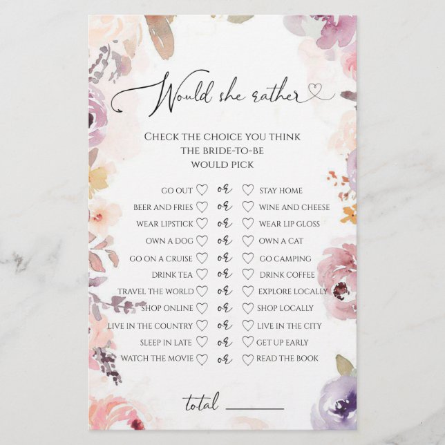 Wildblumen Hätte sie lieber Brautparty (Vorderseite)