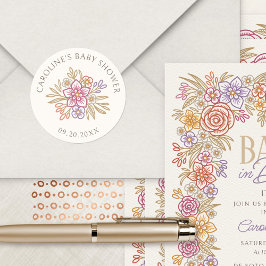 Wildblumen Herbst Babydusche Runder Aufkleber