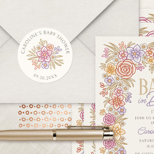 Wildblumen Herbst Babydusche Runder Aufkleber