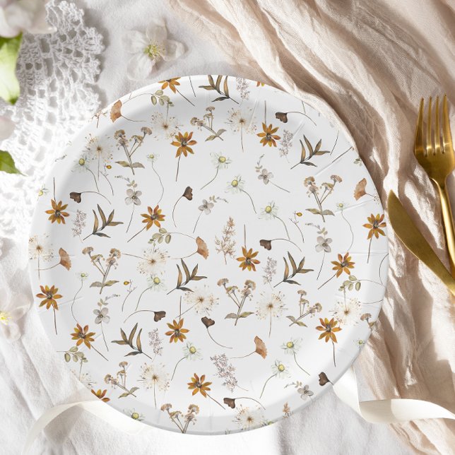 Wildblumen Herbst Florale Hochzeitsdusche Pappteller (Von Creator hochgeladen)