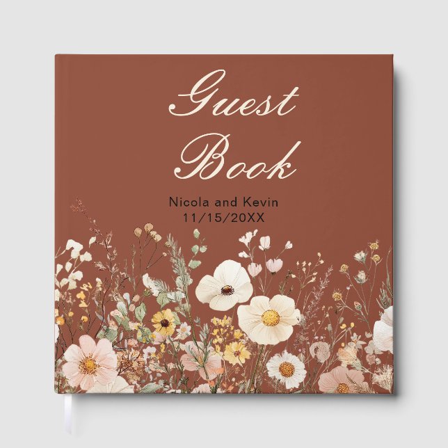Wildblumen Herbst Hochzeit Blumen Gästebuch (Vorderseite)