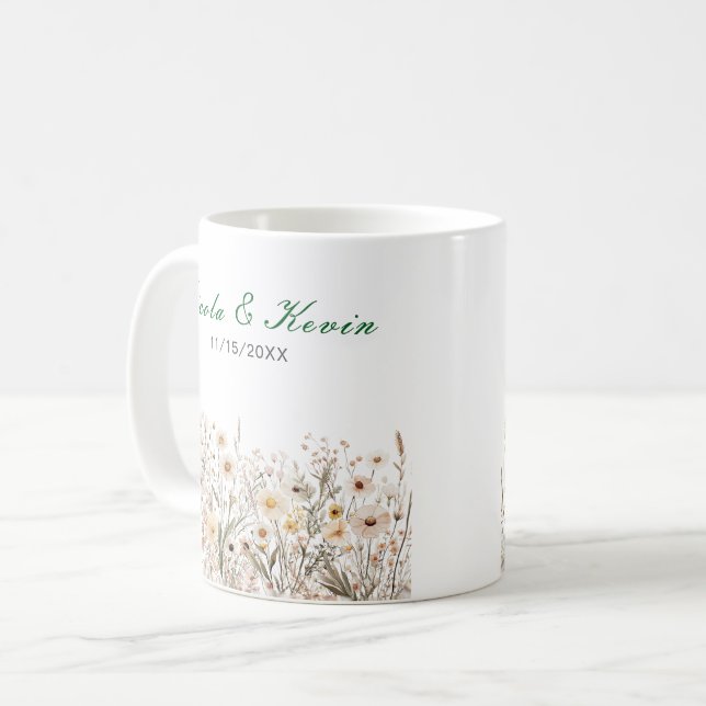 Wildblumen Herbst Hochzeit Blumen Kaffeetasse (Vorderseite Links)