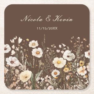 Wildblumen Herbst Hochzeit Blumenhochzeit Rechteckiger Pappuntersetzer