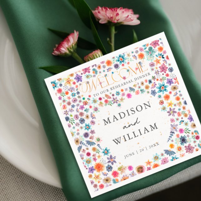 Wildblumen Herzlich Willkommen beim Probe Dinner Serviette (Von Creator hochgeladen)