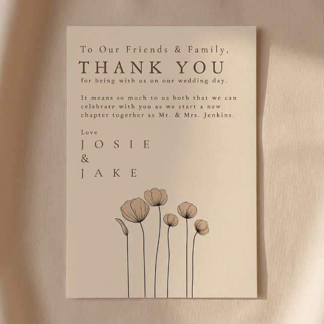 Wildblumen Hochzeit danke Ihnen Gast Table Card (Wildflowers Wedding thank you guest Table Card.)