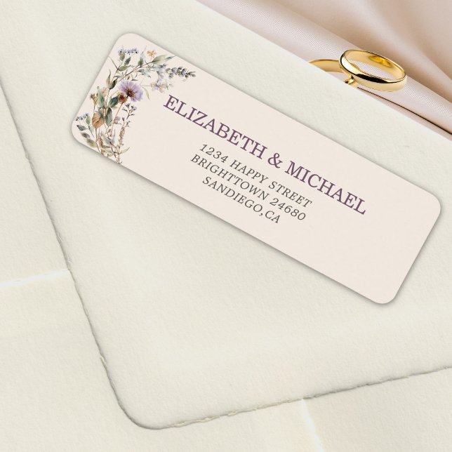 Wildblumen Hochzeit Elegante Moderne Adresse (Von Creator hochgeladen)