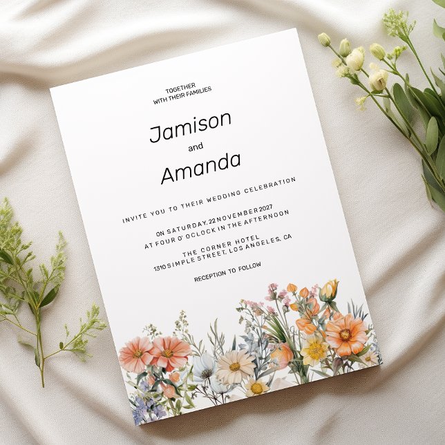 Wildblumen Hochzeit im botanischen Garten Einladung (Wildflowers botanical garden floral Wedding )