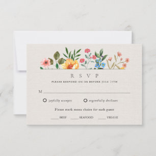 Wildblumen Hochzeit im botanischen Garten RSVP Karte