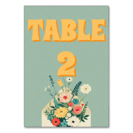 Wildblumen Hochzeit im botanischen Garten Tischnummer