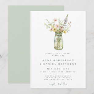 Wildblumen-Hochzeit im Mason-Glas Einladung