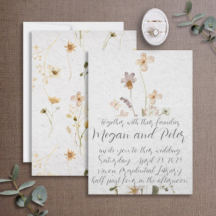 Wildblumen-Hochzeit im Stil feiner Kalligrafie-Kun Einladung