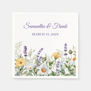Wildblumen Hochzeit mit Aquarellblumen Serviette