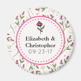 Wildblumen Hochzeit mit rosa und grünem Longsteg Magnet