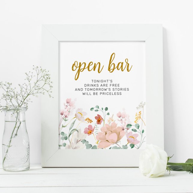 Wildblumen Hochzeit Open Bar Sign Poster (Von Creator hochgeladen)