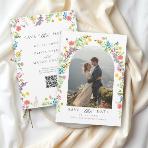 Wildblumen-Hochzeit Pastell Farbige Blumen Foto-Ho Save The Date