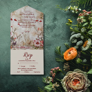 Wildblumen-Hochzeit Rustikale Country All In One Einladung