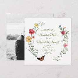 Wildblumen-Hochzeit Save the Date Einladung