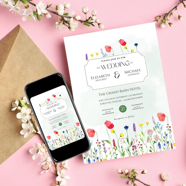 Wildblumen Hochzeiten laden Blumendruck oder Digit Einladung (Von Creator hochgeladen)