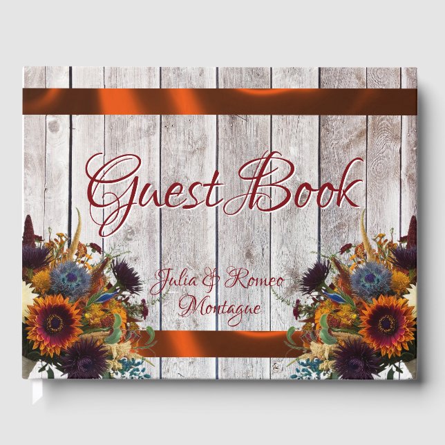Wildblumen, Hochzeiten von Band und Herz - Kupfer Gästebuch (Vorderseite)