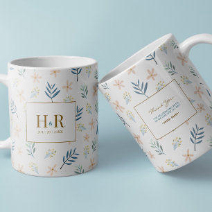Wildblumen-Hochzeits-Monogramm-Dankeschön-Tasse Kaffeetasse