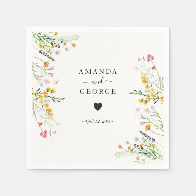 Wildblumen Hochzeitscocktails Serviette (Vorderseite)