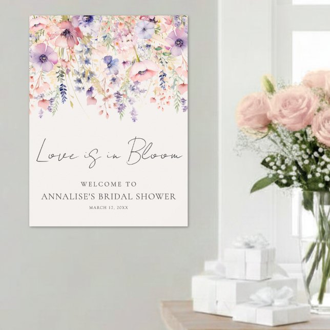 Wildblumen-Hochzeitsdusche-Willkommensschild Poster (Wildflower Floral Bridal Shower Welcome Sign )