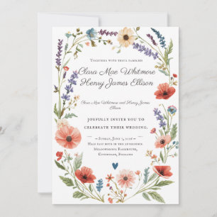 Wildblumen-Hochzeitseinladung Elegante Botanik Einladung
