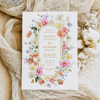 Wildblumen-Hochzeitseinladung, Farbige Blumige Hoc Einladung