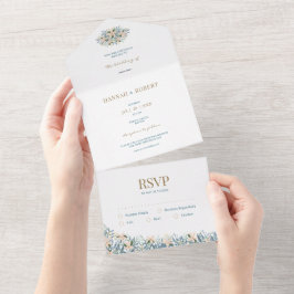 Wildblumen-Hochzeitseinladung mit RSVP in einem All In One Einladung