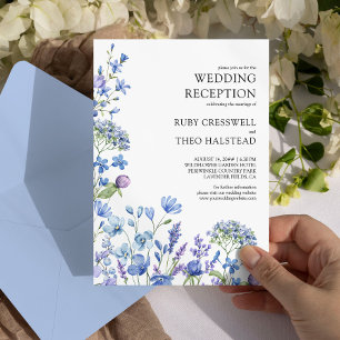 Wildblumen-Hochzeitsempfang nur Flieder Immergrün Einladung