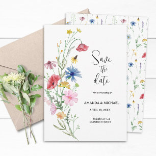 Wildblumen-Hochzeitsfloristik Save The Date