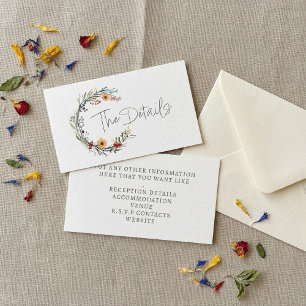 Wildblumen Hochzeitskranz im Detail Begleitkarte