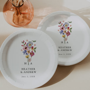 Wildblumen-Hochzeitspapierplatte Pappteller