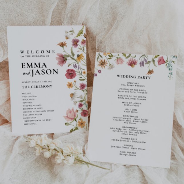 Wildblumen-Hochzeitsprogramm  Einladung (Von Creator hochgeladen)