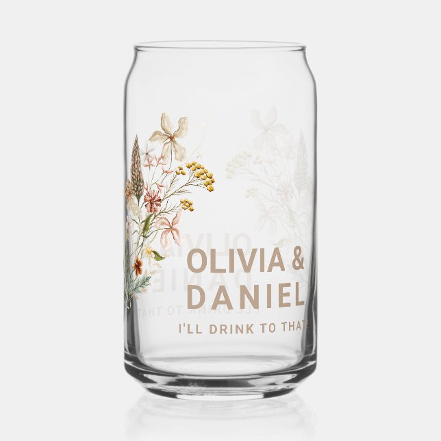 Wildblumen Hochzeitsscups Dosenglas (Vorderseite)