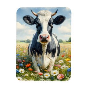 Wildblumen Holstein Milchkühe flexibel Magnet