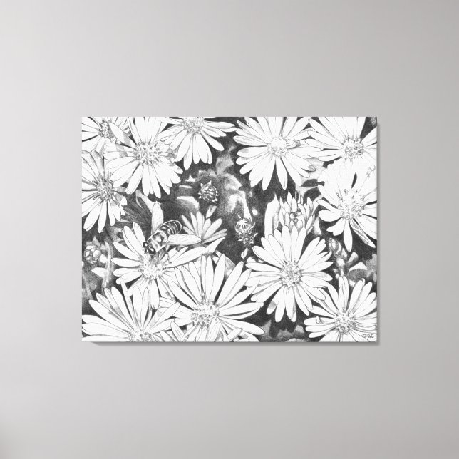 Wildblumen Honeybienen Art Print Leinwand Groß (Vorderseite)