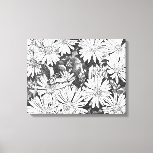 Wildblumen Honeybienen Art Print Leinwand Kleine (Vorderseite)