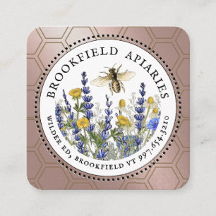 Wildblumen Honeycomb & Bee Apiary Business Card Quadratische Visitenkarte
