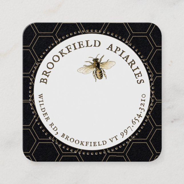 Wildblumen Honeycomb & Bee Apiary Kraft Honey Quadratische Visitenkarte (Vorderseite)