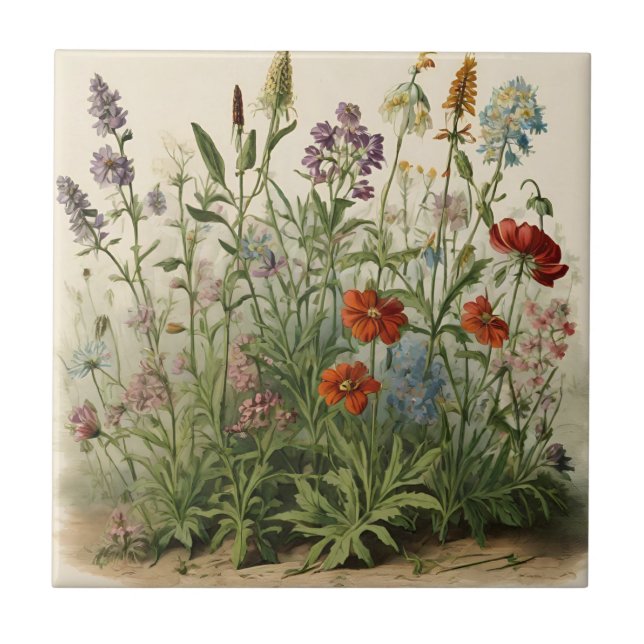 Wildblumen Illustration Fliese (Vorderseite)