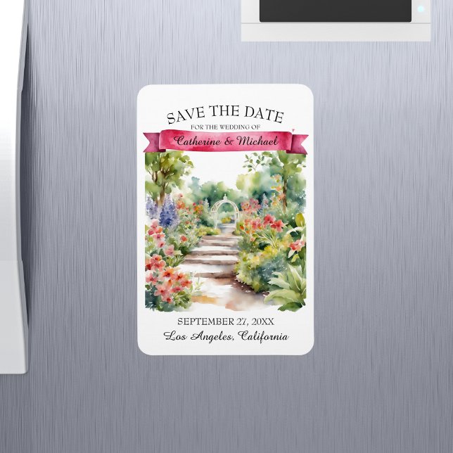 Wildblumen im Aquarellgarten Save the Date Frühjah Magnet (Von Creator hochgeladen)