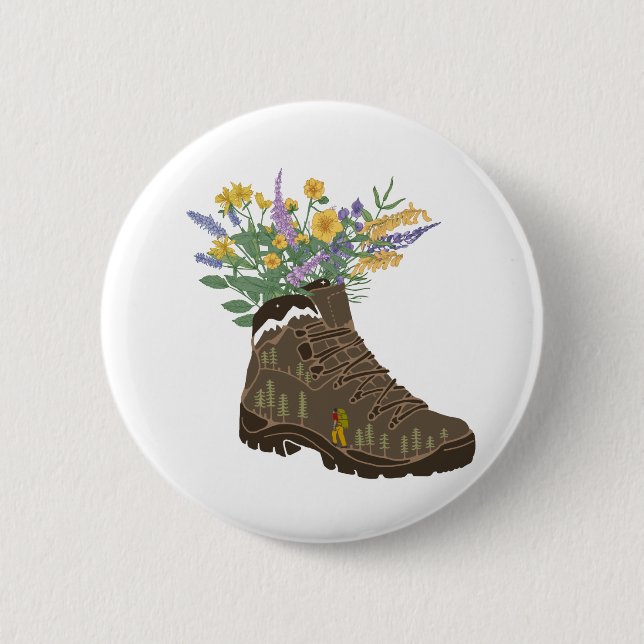 Wildblumen im Hip-Boot-Camping-Trucker-Hut Button (Vorderseite)
